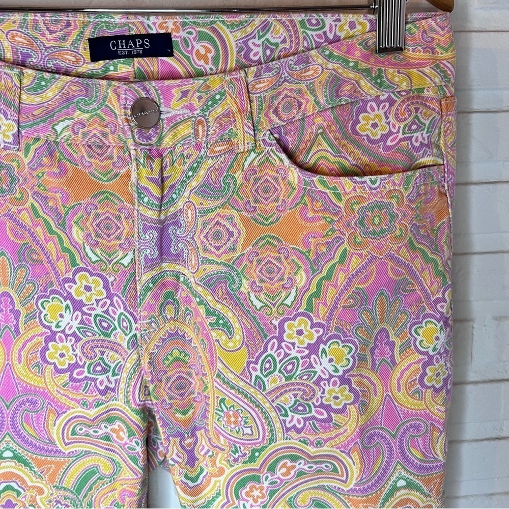 Chaps Pastel Paisley Slimming Fit Cotton Stretch Jeans, Women’s Size 4 - Picture 8 of 9